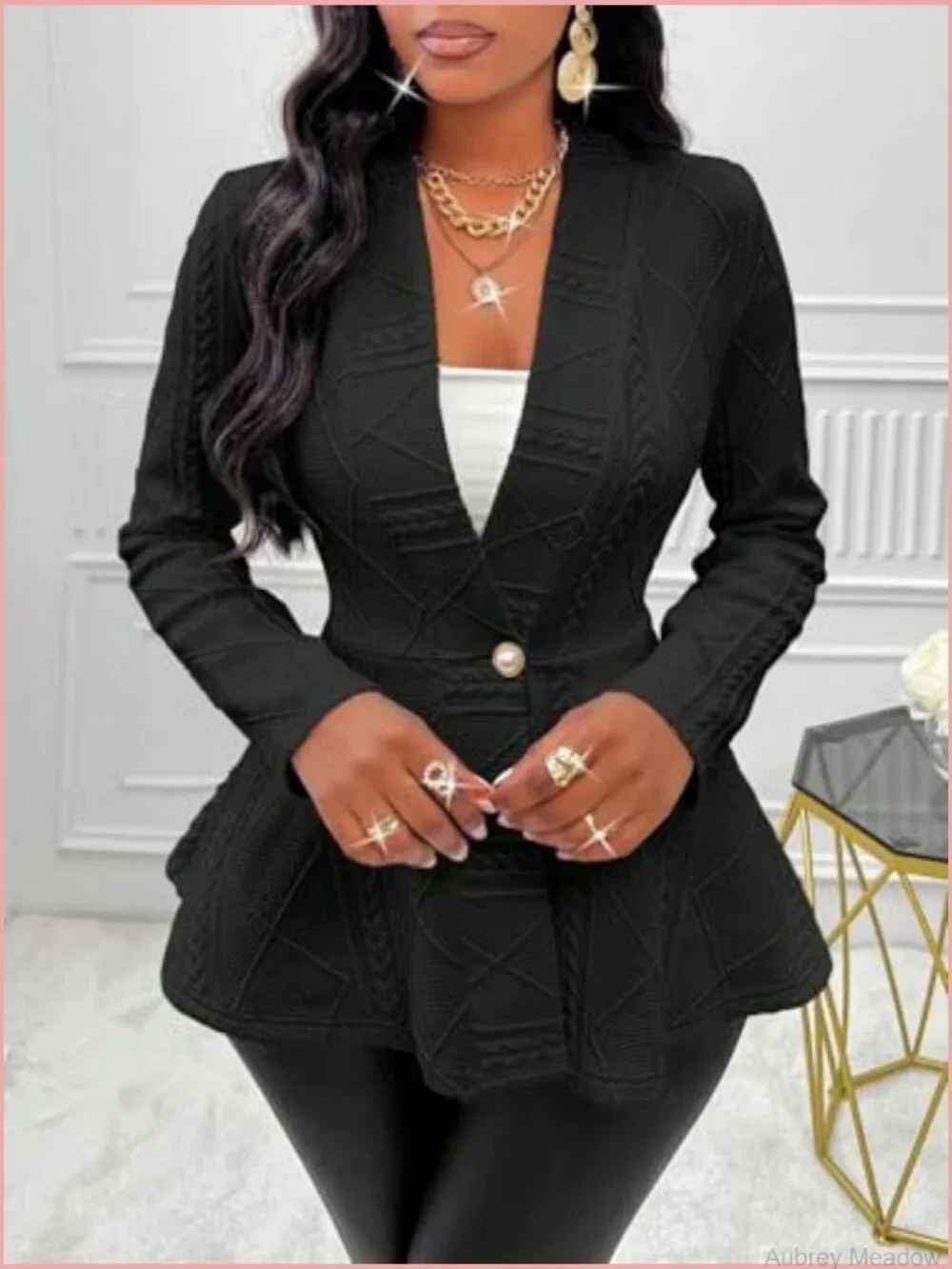 Womens Business Casual Long Sleeve Blazer Suit Jacket Knit Cardigan Shawl Collar